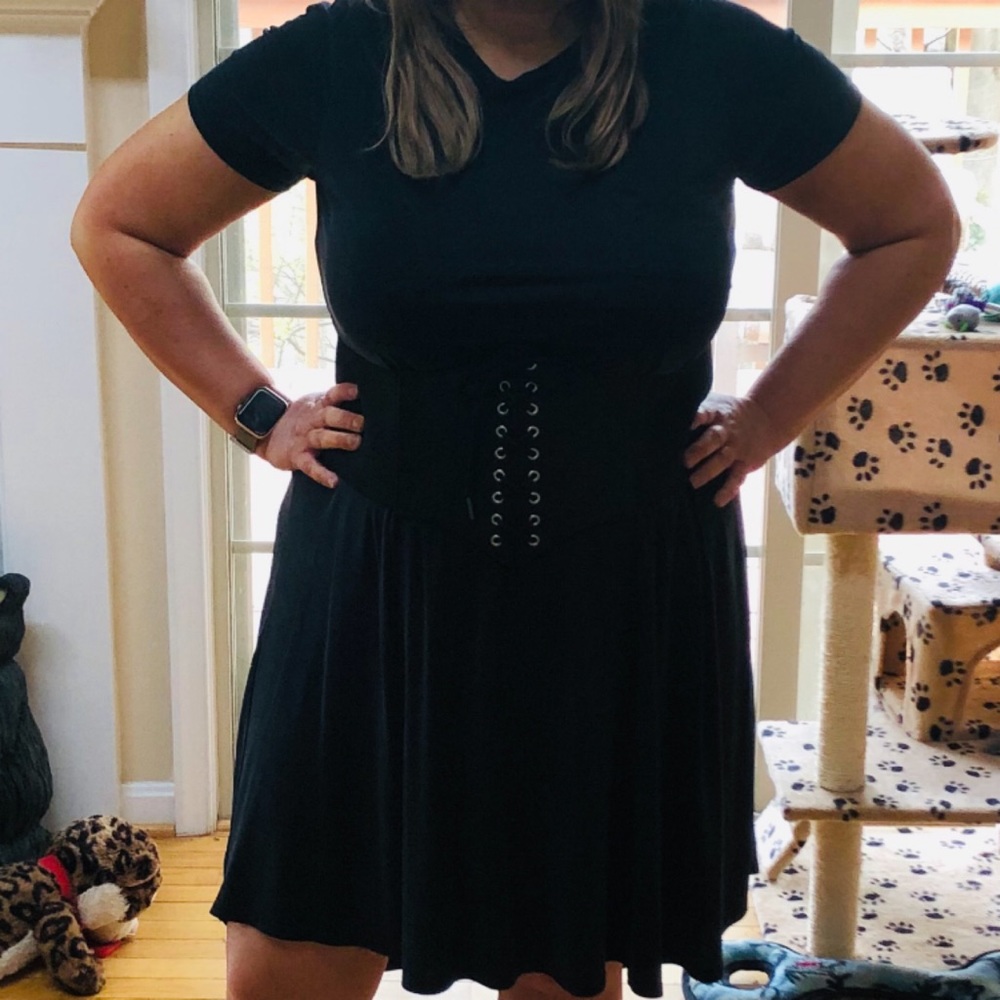 NEW LACE UP CORSET ELASTIC RED WAIST WIDE BELT - Picture 4 of 5